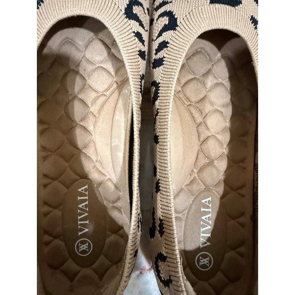 VIVAIA Claire Dark Leopard Knit Round Toe Ballet Flats Size 37 US 6.5